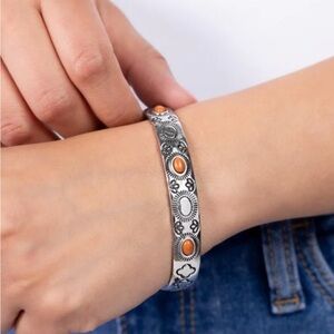 Paparazzi Southwestern Elegant Silver and Orange Women's Bracelet